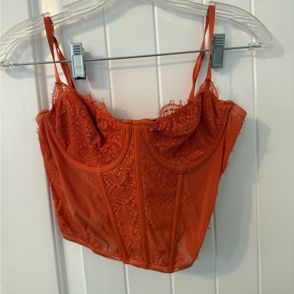 Orange Lace Corset Top